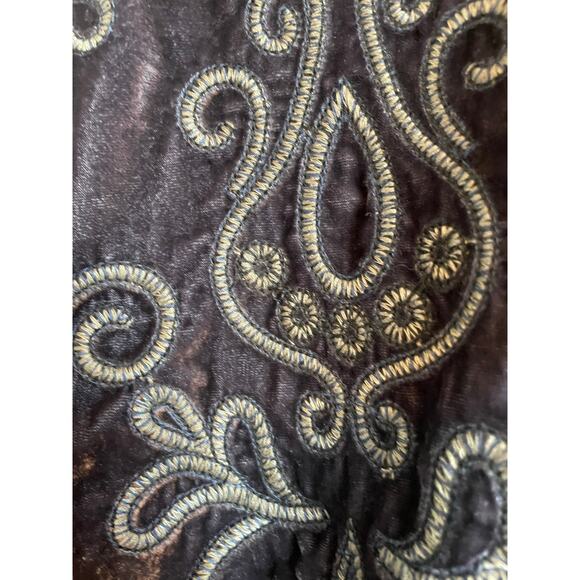 Laura Ashley blue velvet embroidered blazer lined collar snaps pockets Large - Picture 3 of 8